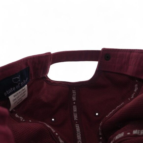 State of Mine "But First Wine" 5 Panel Strapback Hat Distressed Red OS - Picture 6 of 7